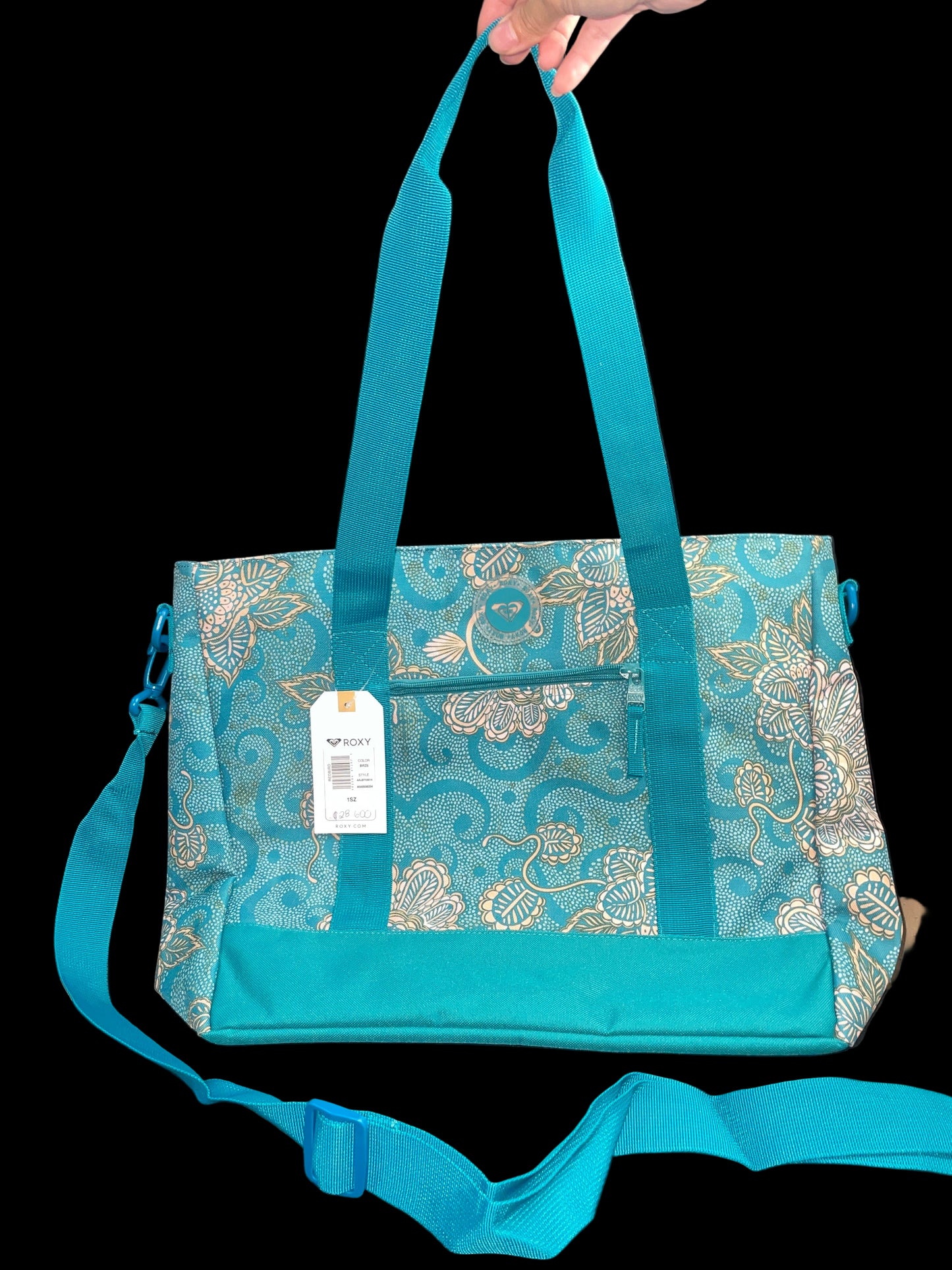 Bolso Grande Roxy Original – Color Celeste con Estampado Amarillo