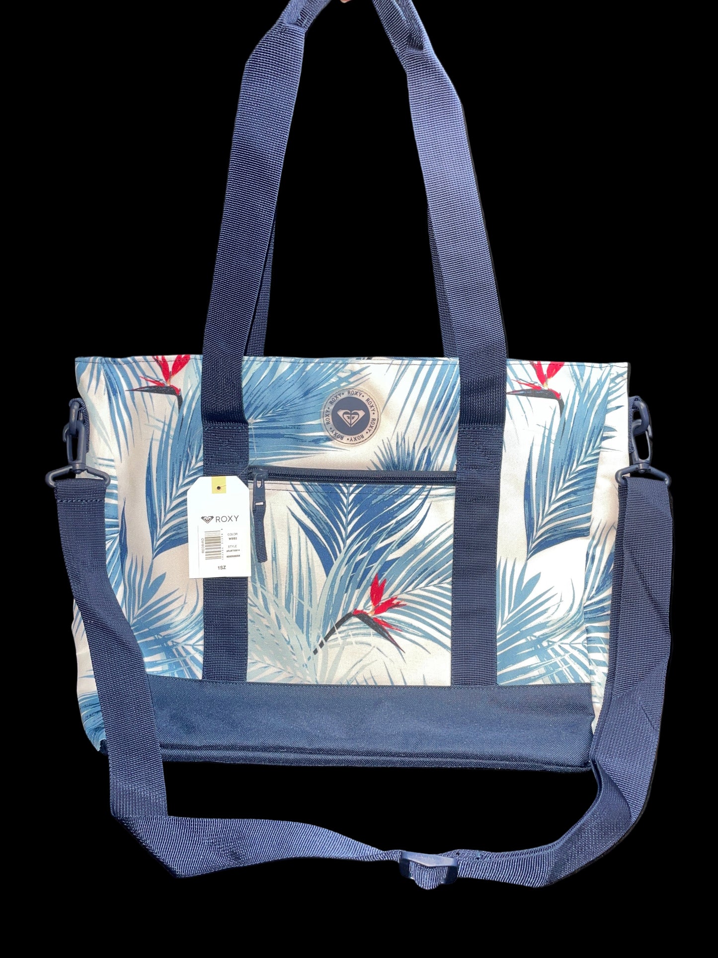Bolso Grande Roxy Original – Azul con Celeste y Detalles en Rojo