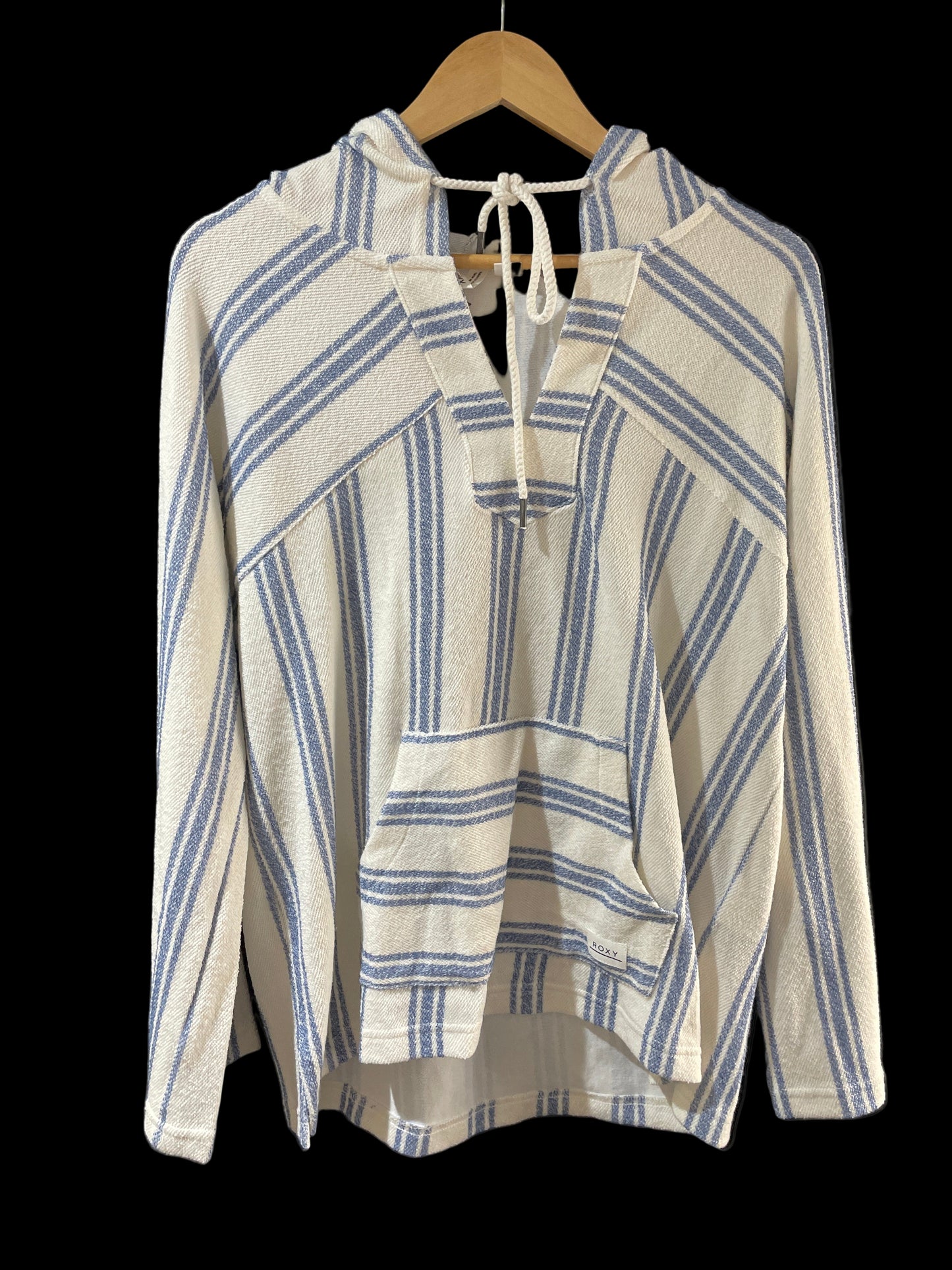 Suéter Roxy Original – Estilo Boho Blanco con Rayas Azules