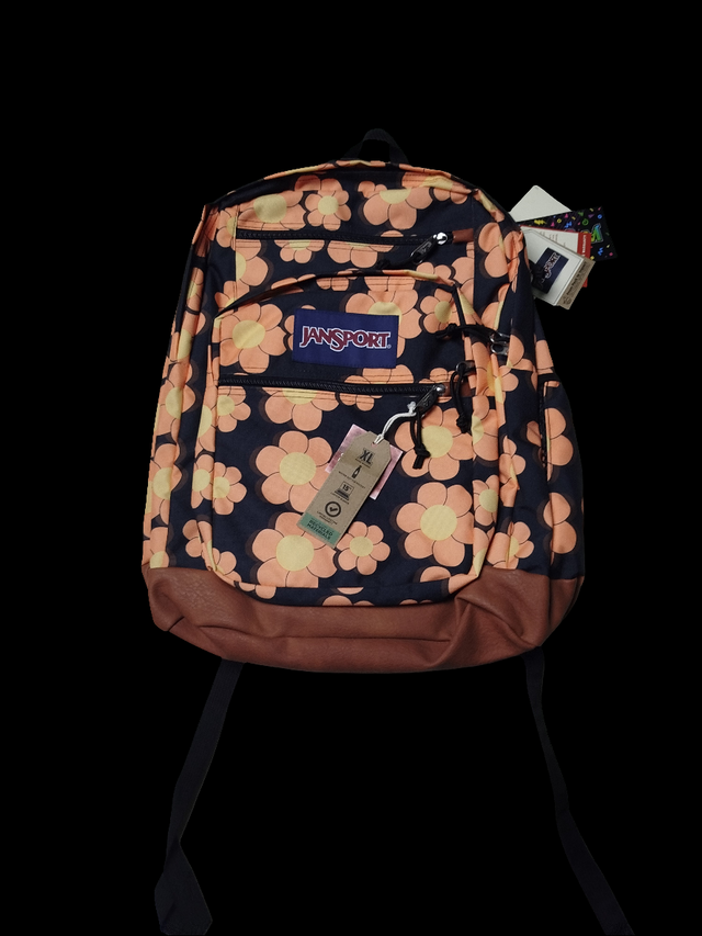 Maletín Jansport XXL Floreado Naranja – Espacio, Organización y Estilo Femenino 🌸