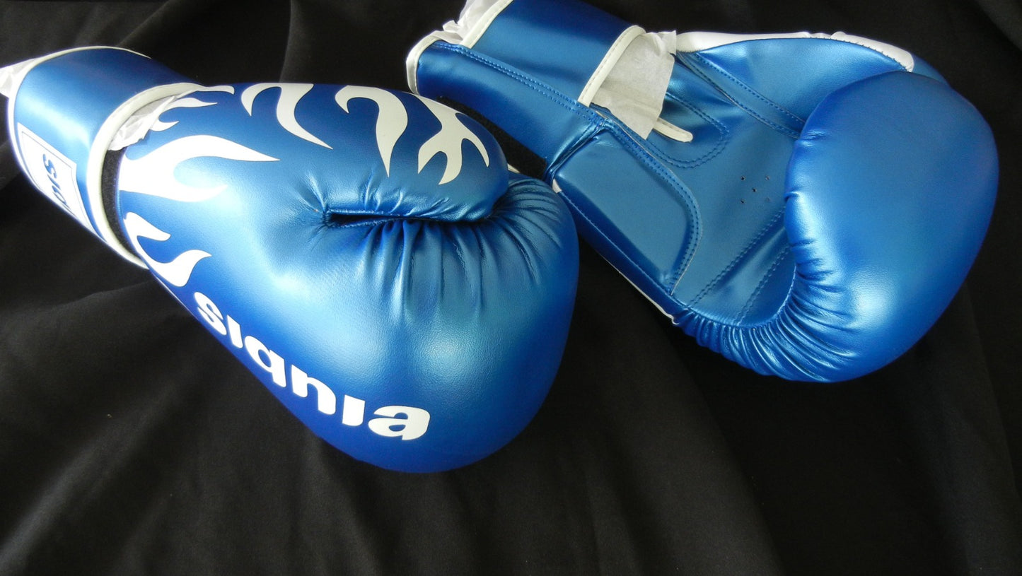 Guantes de Boxeo Cuero Azul con Blanco Siqnia