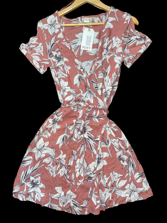 Vestido Roxy Original – Floreado Color Terracota (Tallas XS y S)