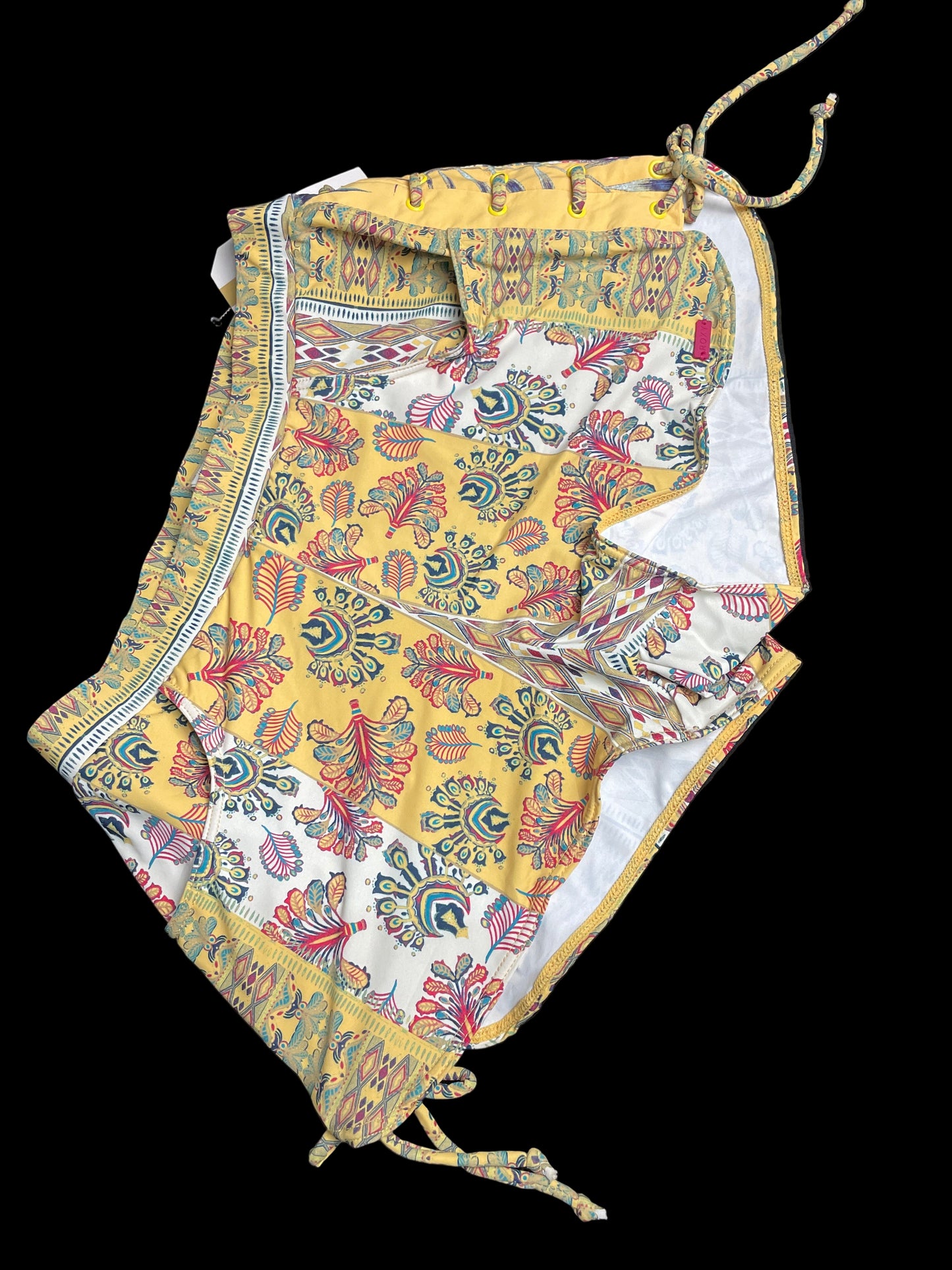 Short de Playa Roxy Original – Amarillo con Estampado y Bolsas (Talla S)