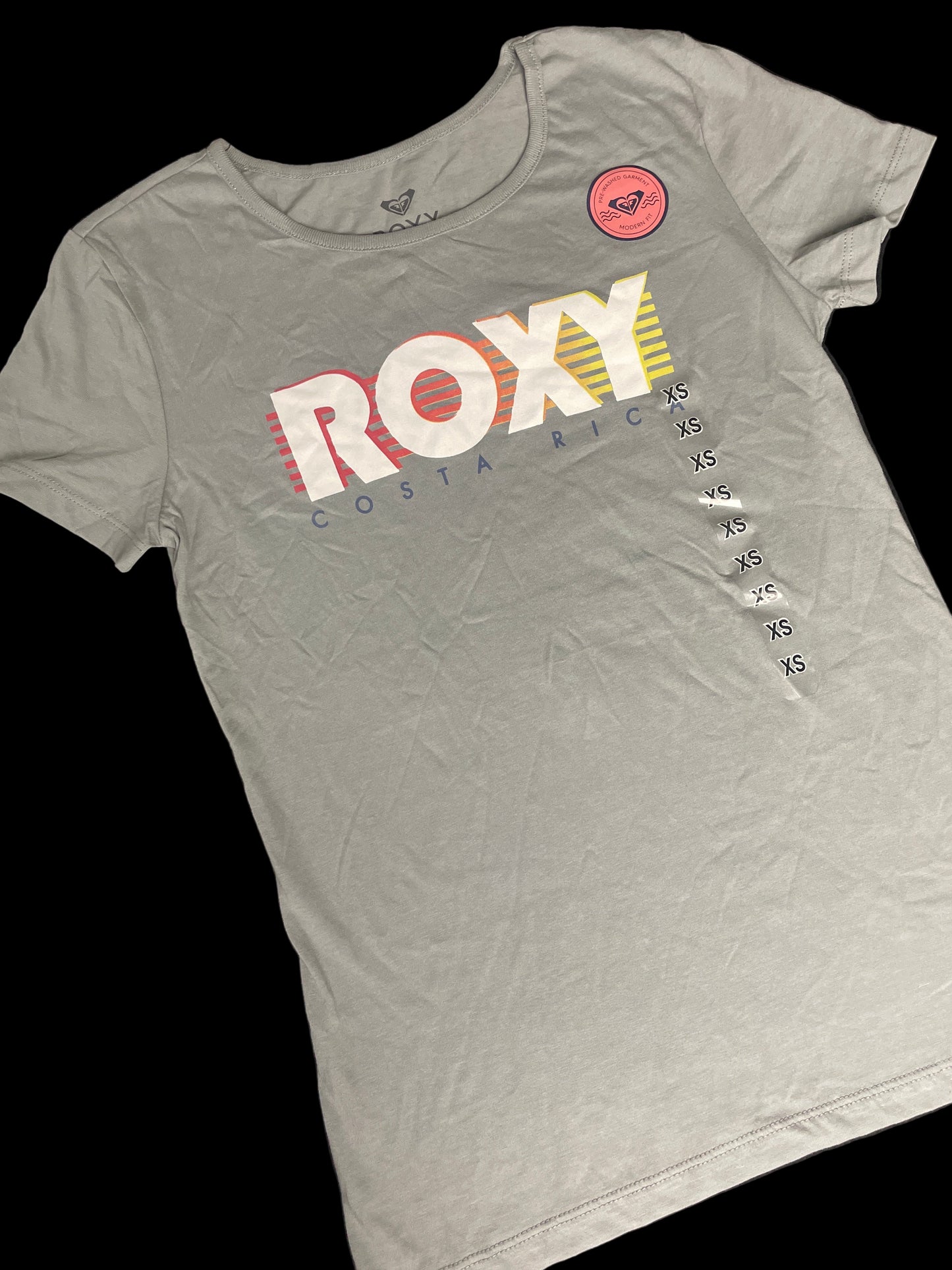 Blusa Roxy Original – Color Gris con Estampado “Roxy” y “Costa Rica” (Talla XS)