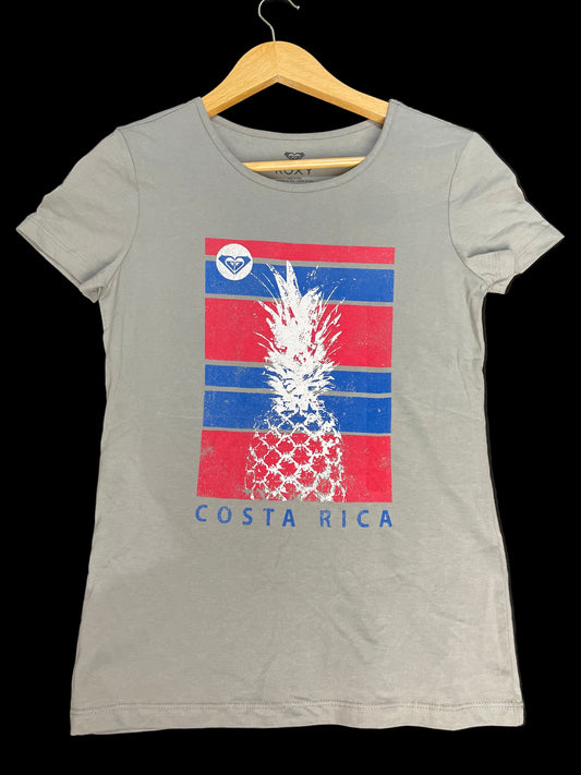 🍍 Blusa Roxy Original – Color Gris con Diseño de Costa Rica y Piña (Talla XS)