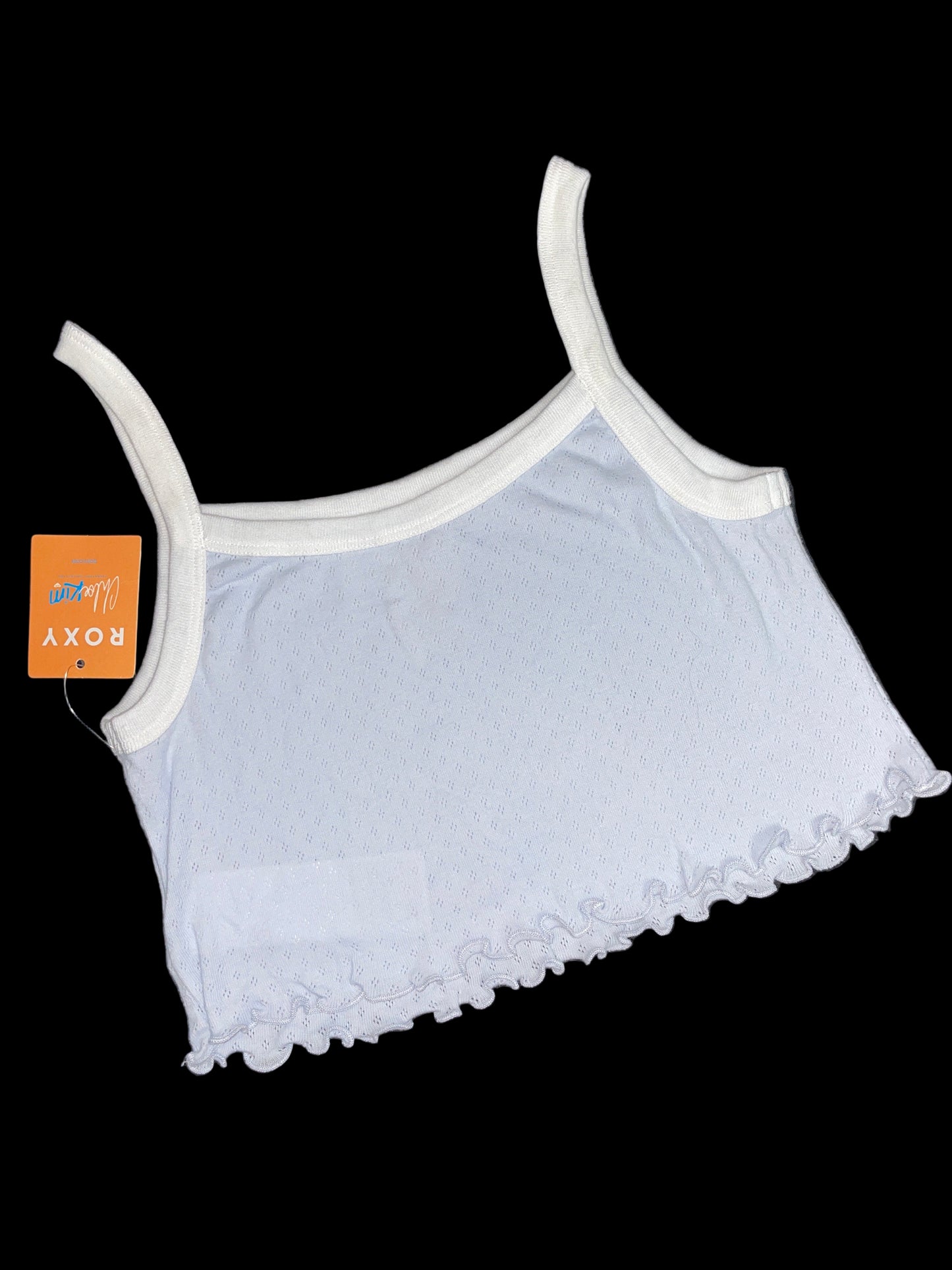 Crop Top Roxy Original – Color Lila con Tirantes Blancos (Talla S)