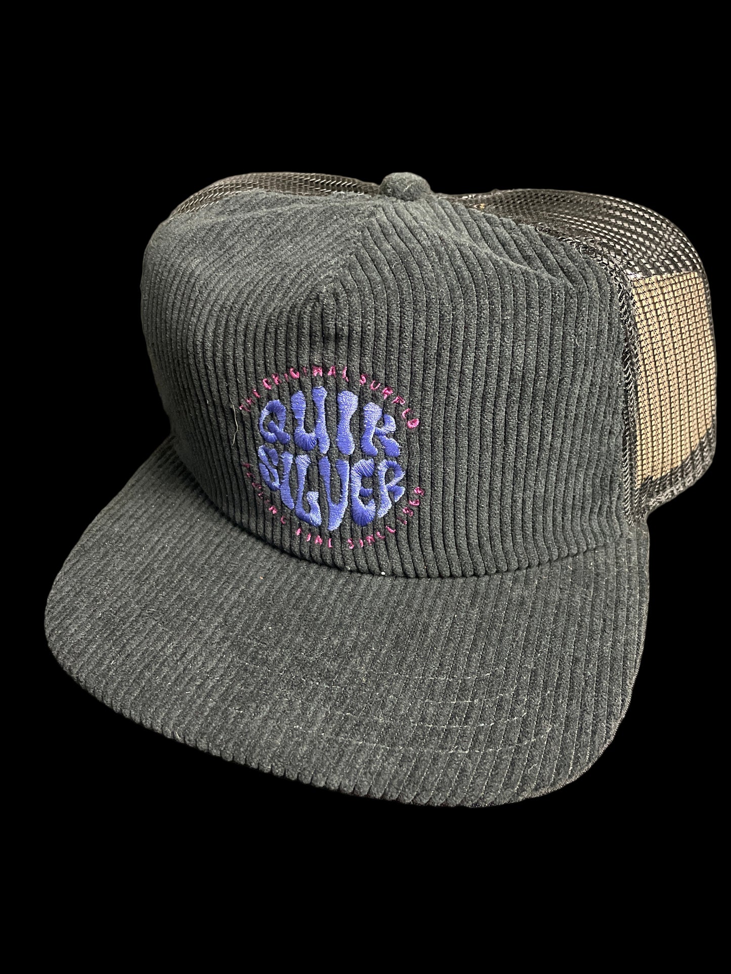 Gorra Roxy Original – Negra de Corduroy con Logo Morado (Talla Única)