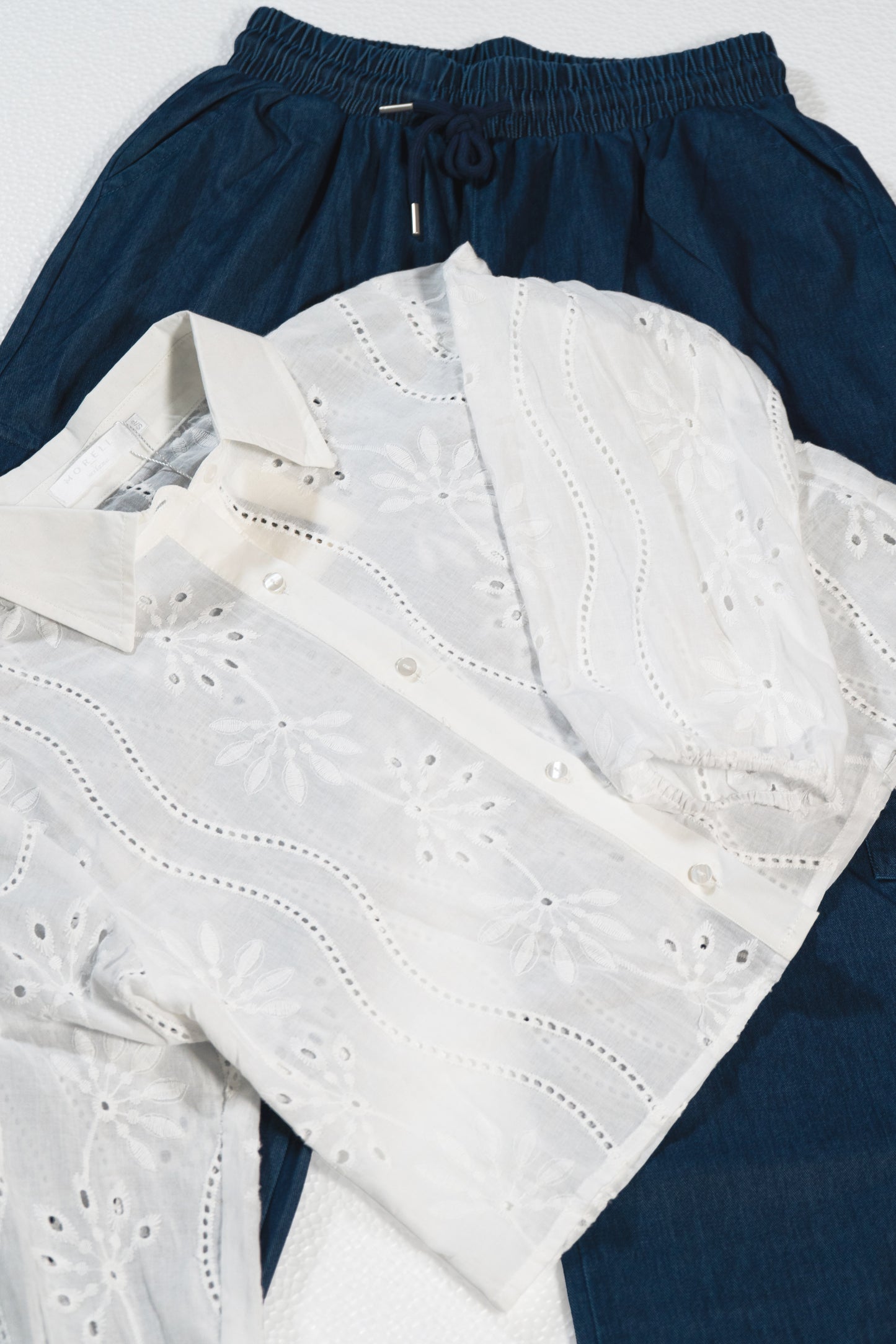 Morelli White Lace Dress Blouse
