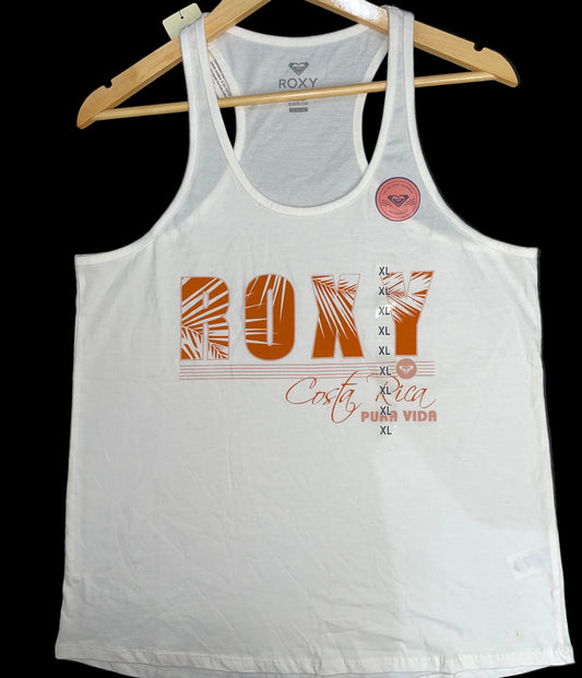 Blusa de Tirantes Roxy Original – Blanca con Diseño “Roxy Costa Rica Pura Vida” (Talla XL)