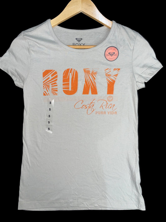 Blusa Roxy Original – Color Gris con “ROXY” en Anaranjado y “Costa Rica Pura Vida” (Talla S)