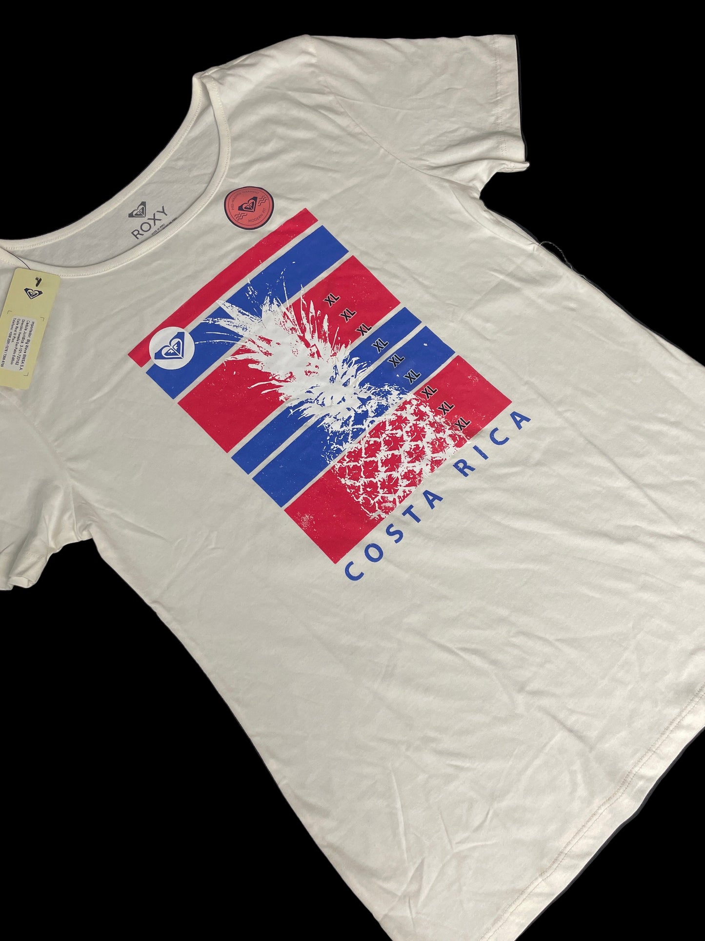 Blusa Roxy Original – Color Blanca con Estampado de Costa Rica y Piña (Talla XL)