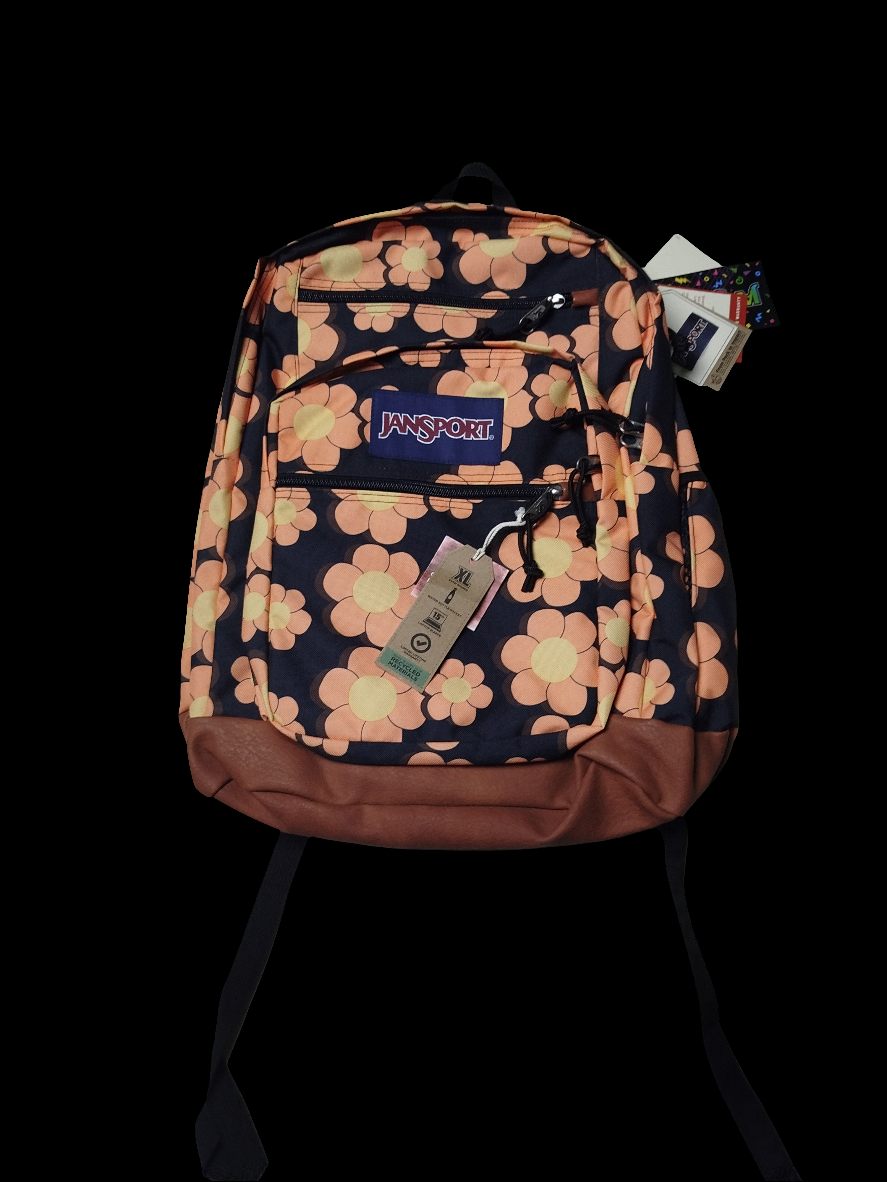 Maletín Jansport XXL Floreado Naranja – Espacio, Organización y Estilo Femenino 🌸