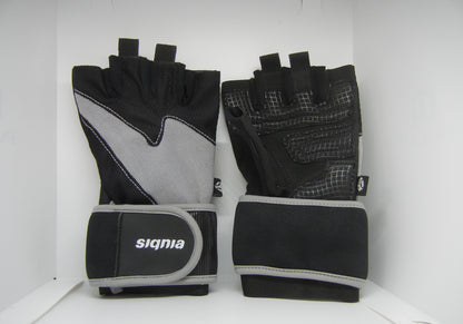 Guantes para Gimnasio con muñequera  color Gris Siqnia